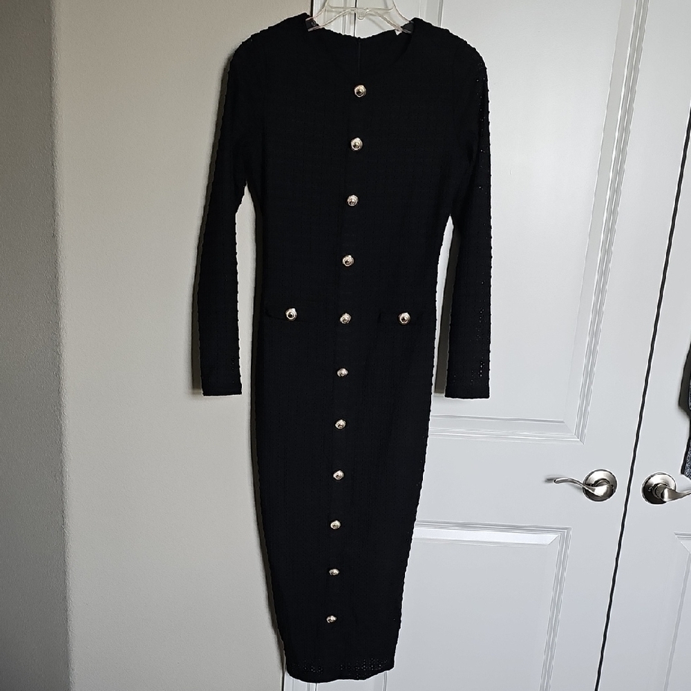 Elegant Black Button-Up Dress